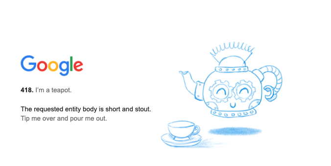 Google 418 Code - Teapot